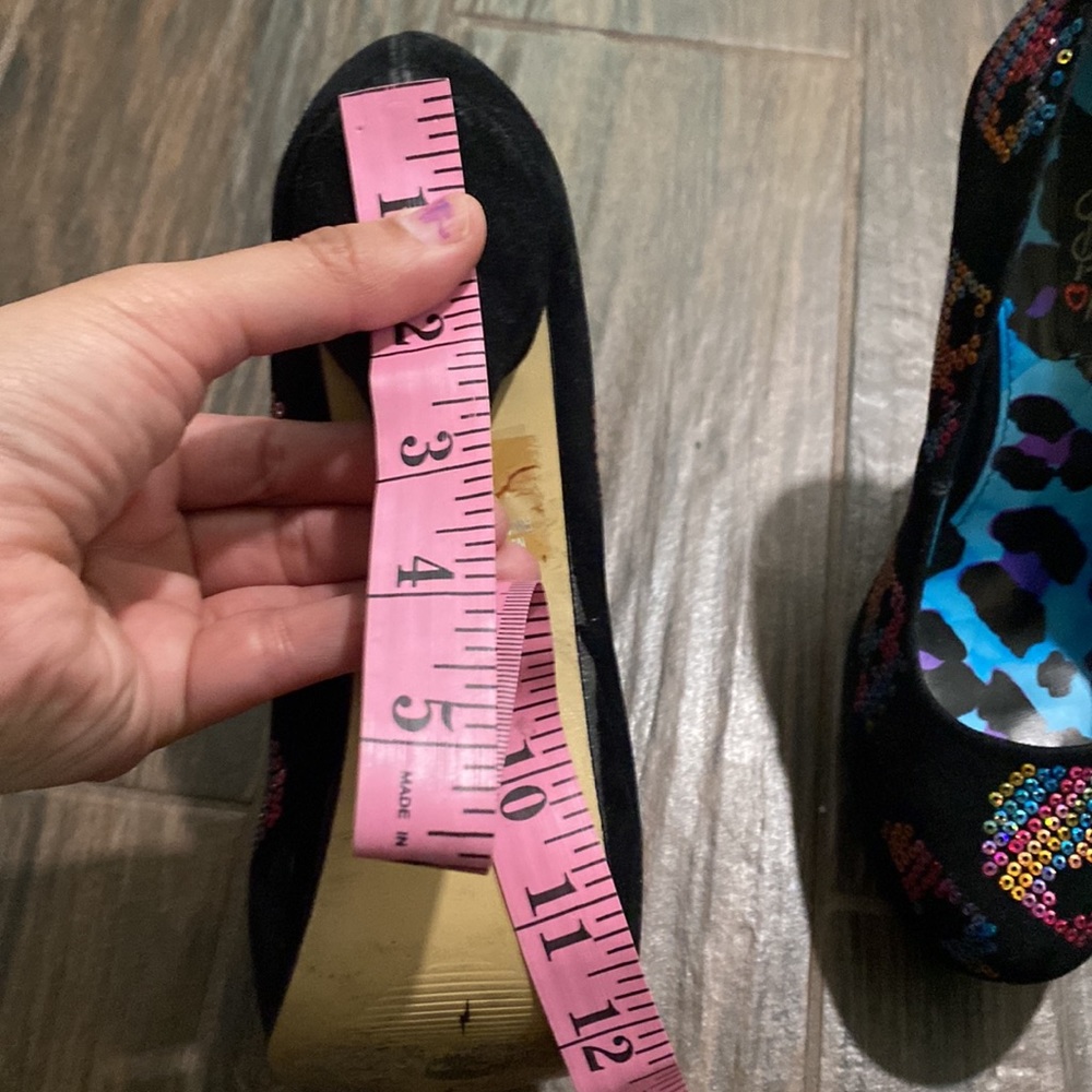COPY - Iron Fist sequins colorful sugarskull suede platform round toe heels - Picture 8 of 10